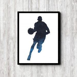 Blue Watercolor Basketball Player Printable