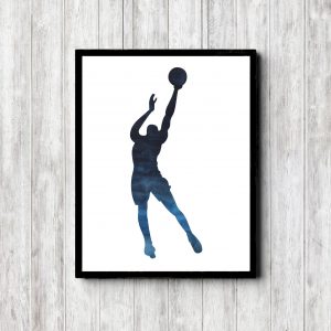 Printable Blue Watercolor Basketball Player