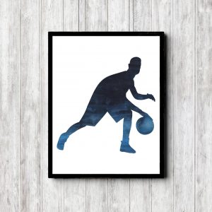 Blue Watercolor Printable Basketball Player