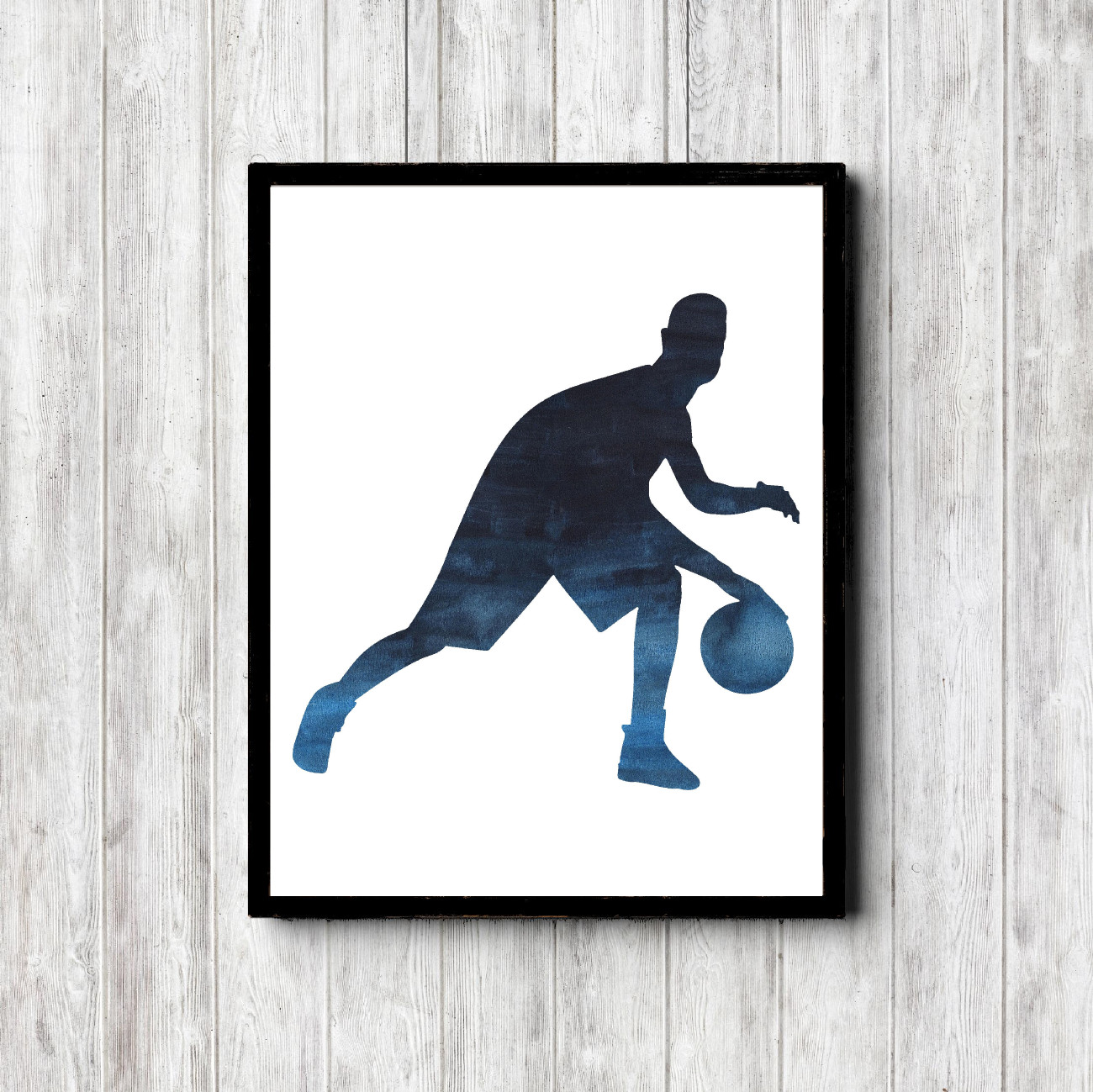 Blue Watercolor Printable Basketball Player