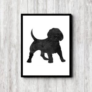 Watercolor Beagle Silhouette Printable