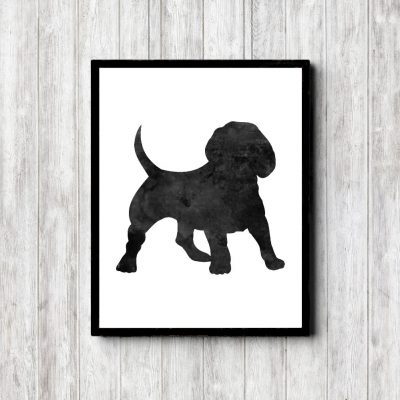 Watercolor Beagle Silhouette Printable