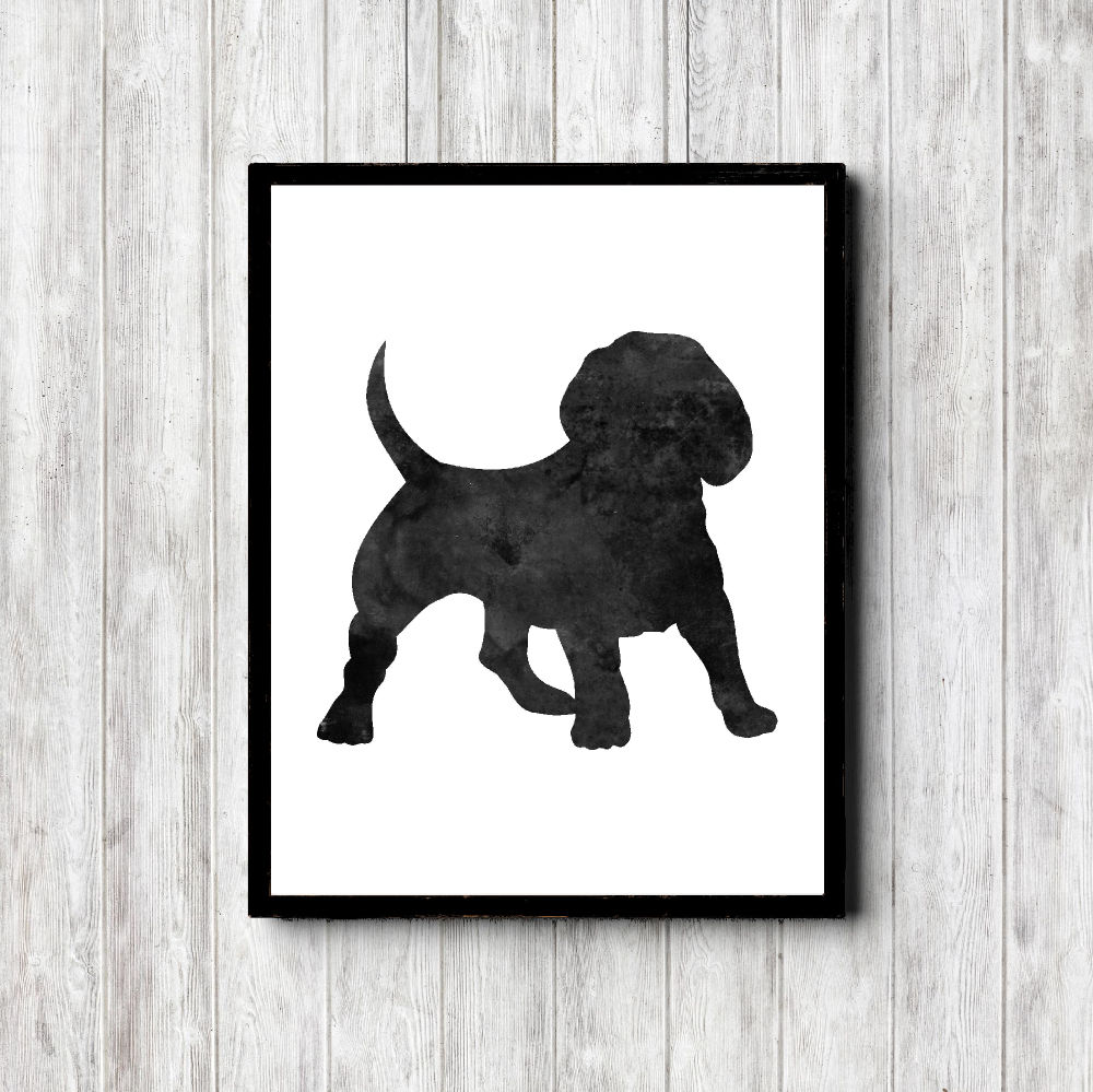 Watercolor Beagle Silhouette Printable