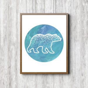 Blue Watercolor Bear Printable
