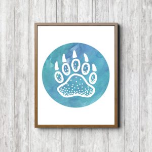 Blue Watercolor Bear Paw Print