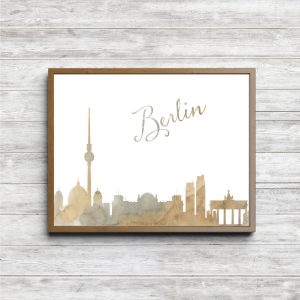 Beige Watercolor Berlin Skyline Printable