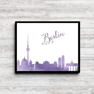 Purple Watercolor Berlin Skyline Printable