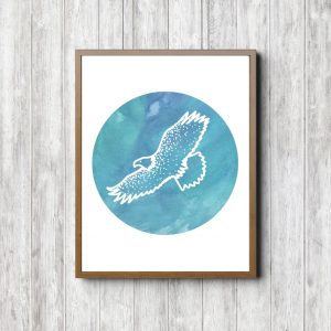 Blue Watercolor Eagle Printable