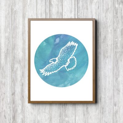 Blue Watercolor Eagle Printable