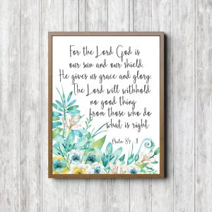 Psalm 84:11 Blue Leaves Printable