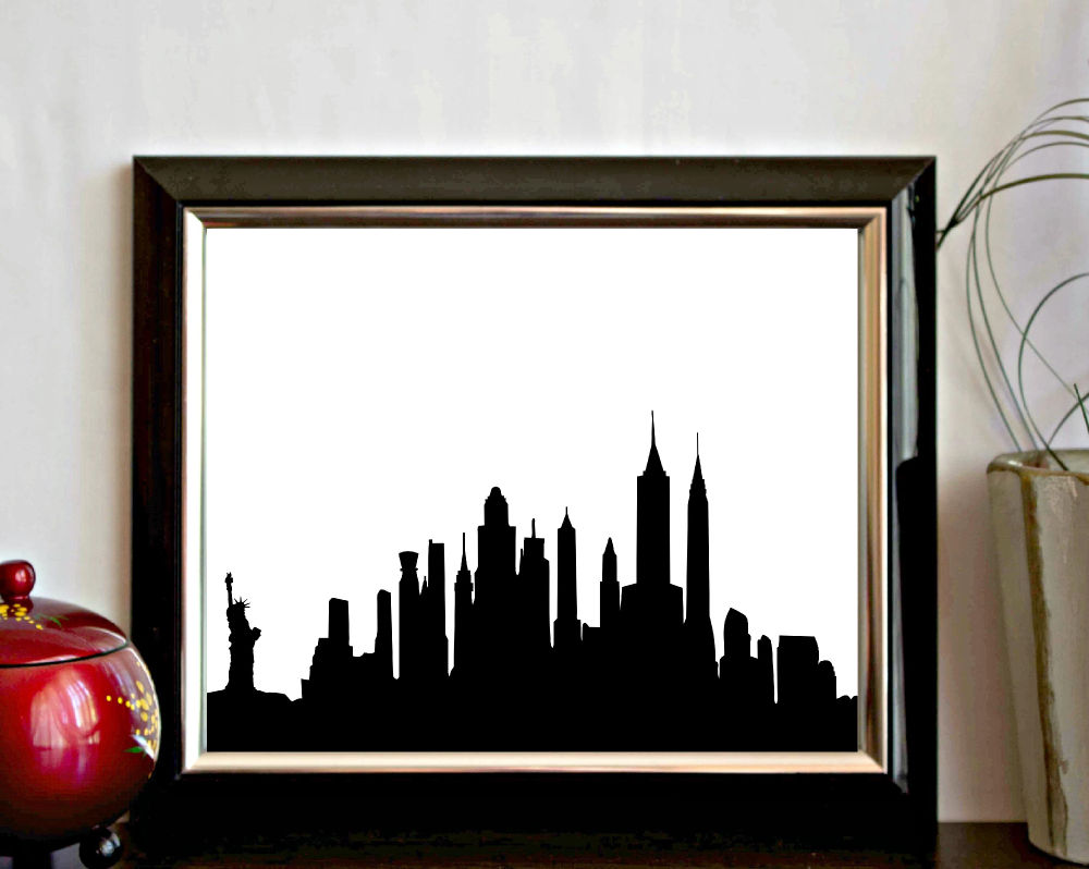Black New York Skyline Printable