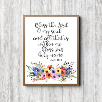 Psalm 103:1 Colorful Bouquet Printable