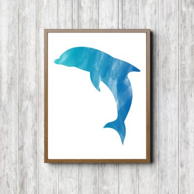Turquoise Watercolor Dolphin Printable