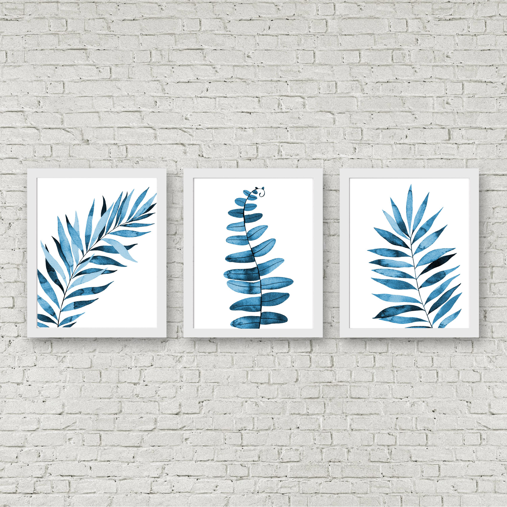 Blue Fern Leaves Printable Set
