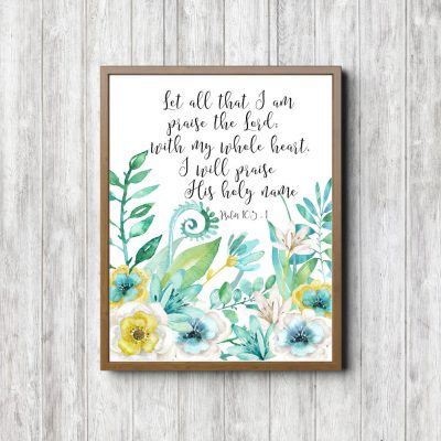 Psalm 103:1 Tropical Bouquet Printable