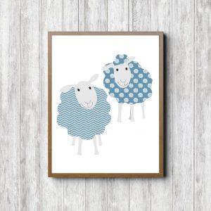 Blue Patterns Sheep Printable