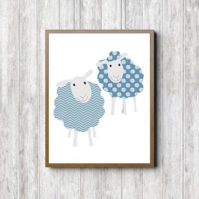 Blue Patterns Sheep Printable