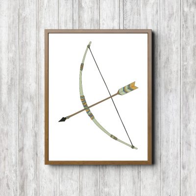 Green Bow & Arrow Tribal Printable