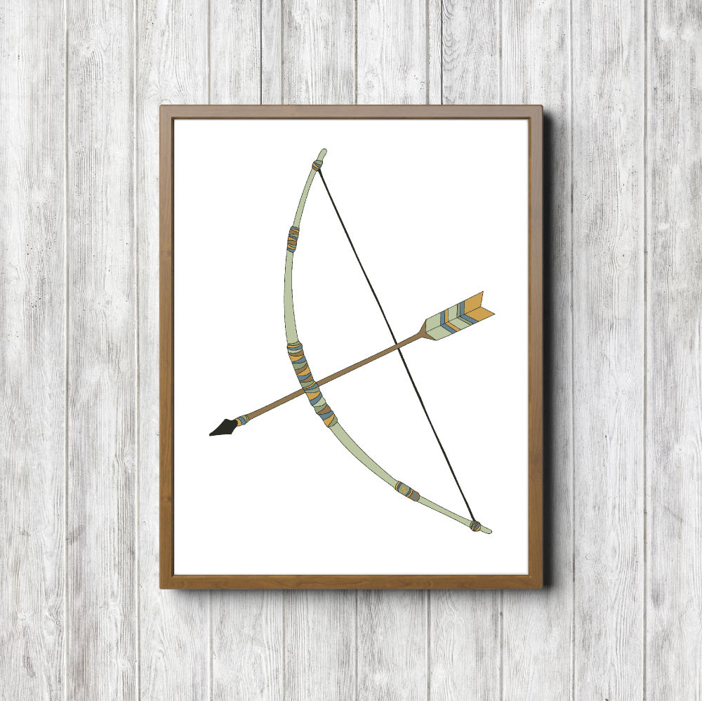 Green Bow & Arrow Tribal Printable