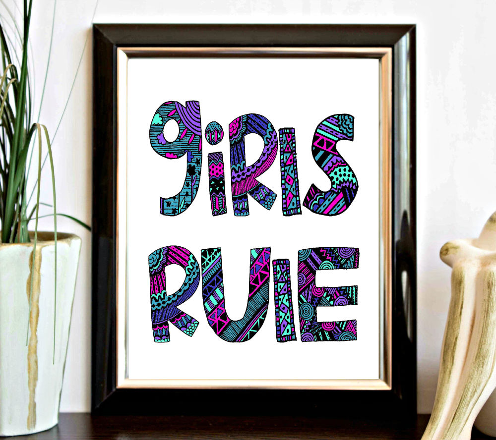 Girls Rule Bright Patterns Printable