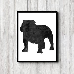 Watercolor Bulldog Silhouette Printable
