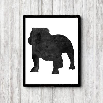 Watercolor Bulldog Silhouette Printable