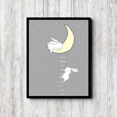 Bunnies Climb A Ladder To The Moon
