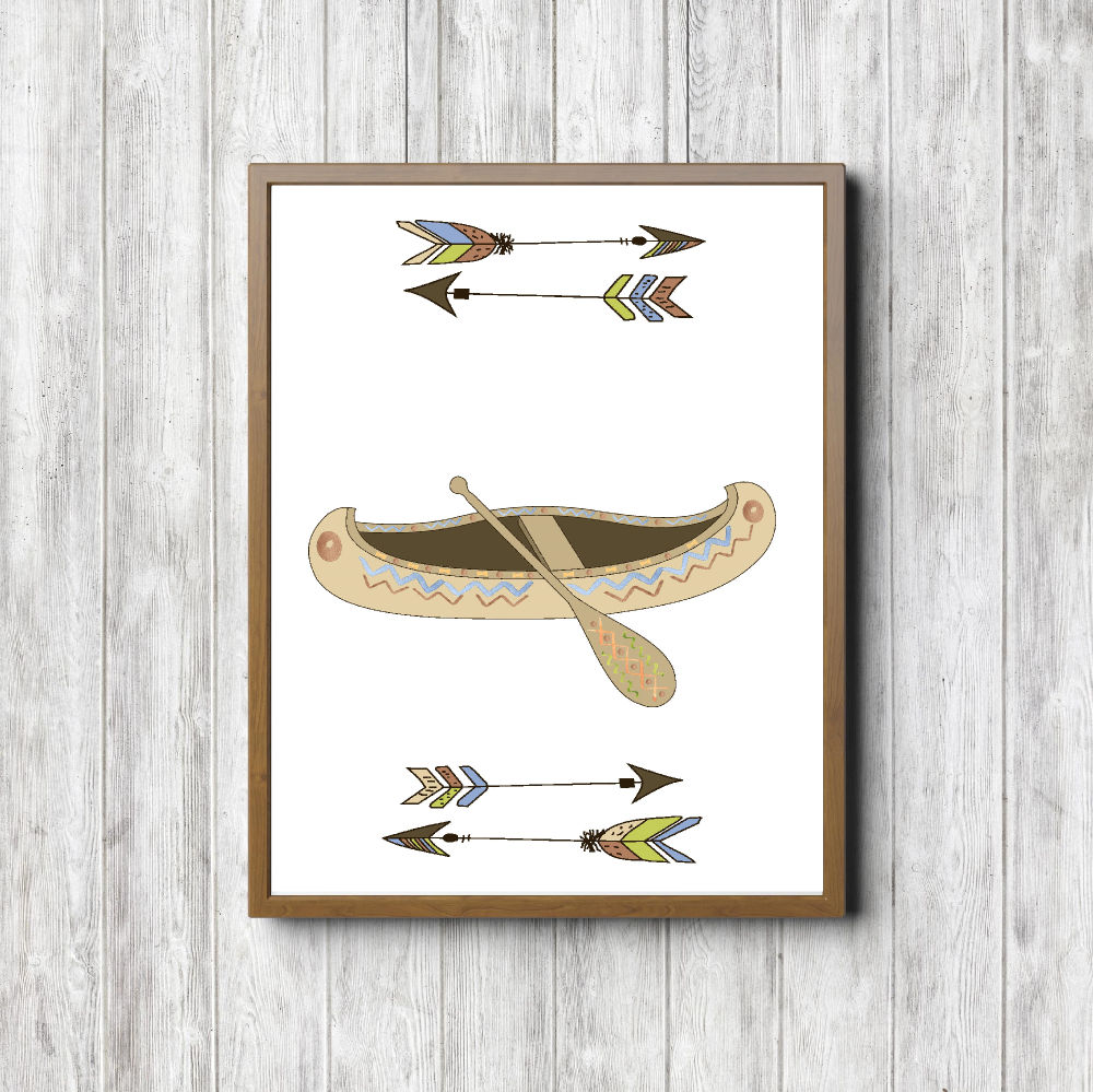 Beige Canoe & Arrows Tribal Printable