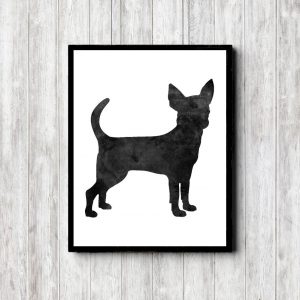 Watercolor Chihuahua Silhouette Printable
