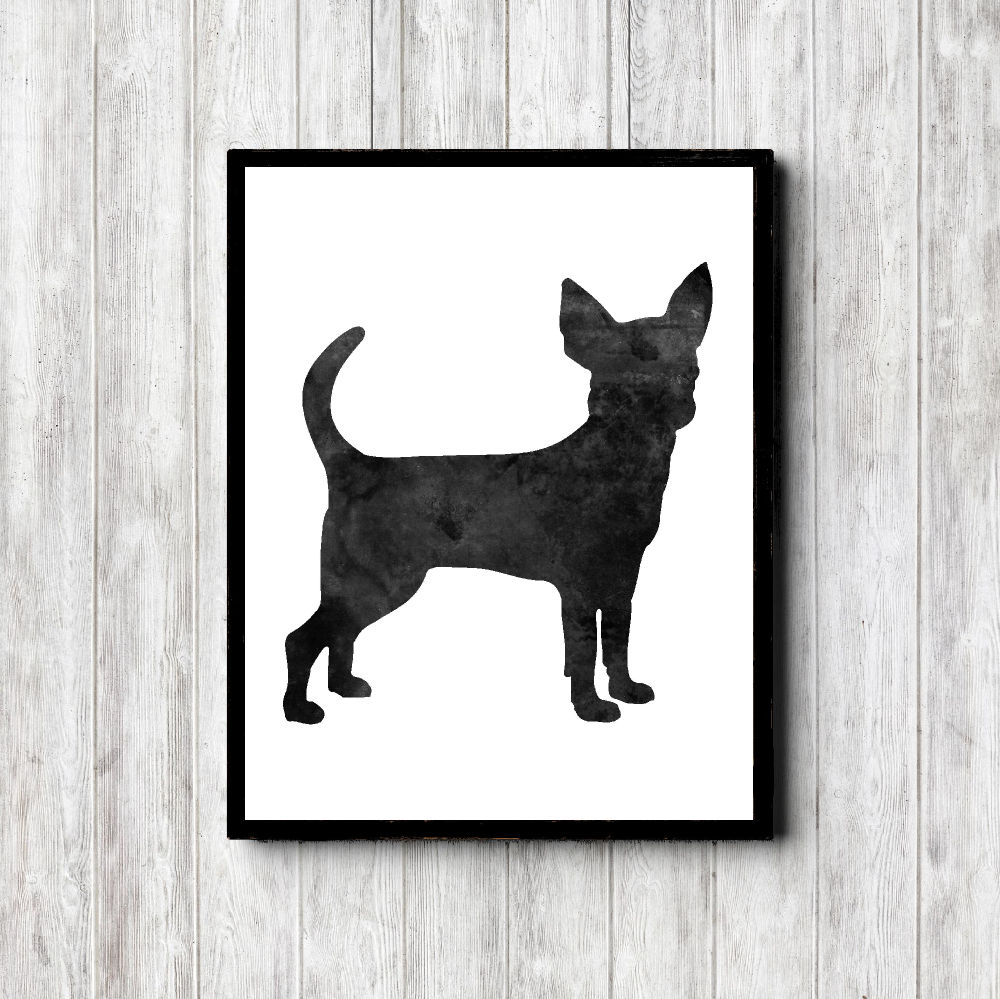 Watercolor Chihuahua Silhouette Printable
