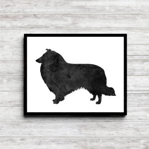 Watercolor Collie Printable Silhouette