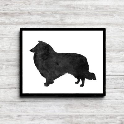 Watercolor Collie Printable Silhouette