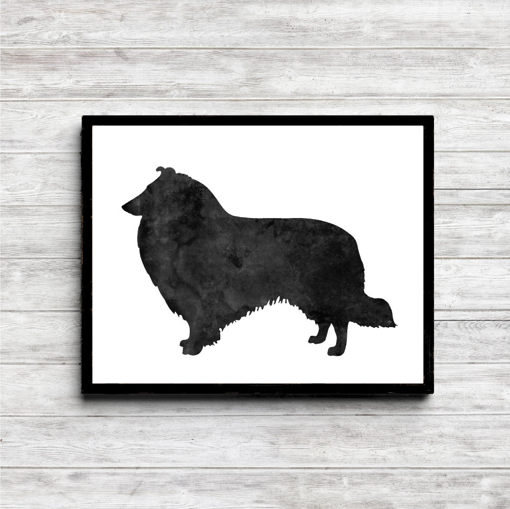 Watercolor Collie Printable Silhouette
