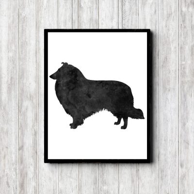 Watercolor Collie Silhouette Printable