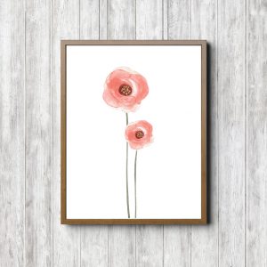 Two Coral Roses Printable Poster