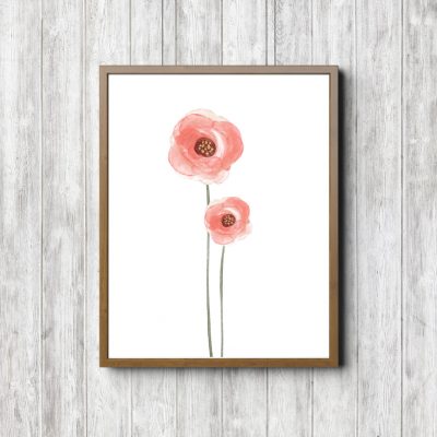Two Coral Roses Printable Poster
