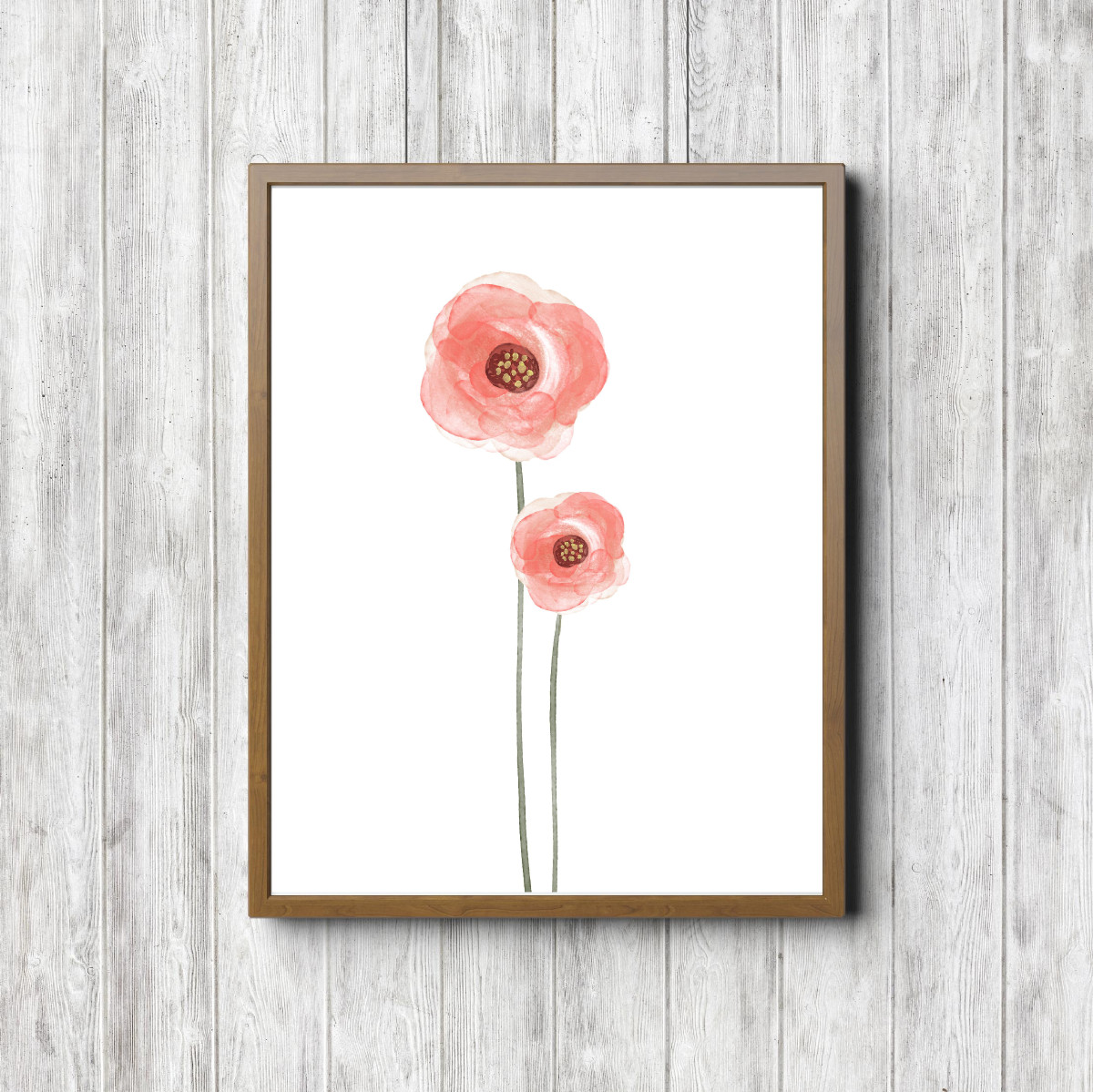 Two Coral Roses Printable Poster