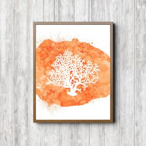 Orange Watercolor Coral Printable