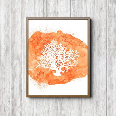Orange Watercolor Coral Printable