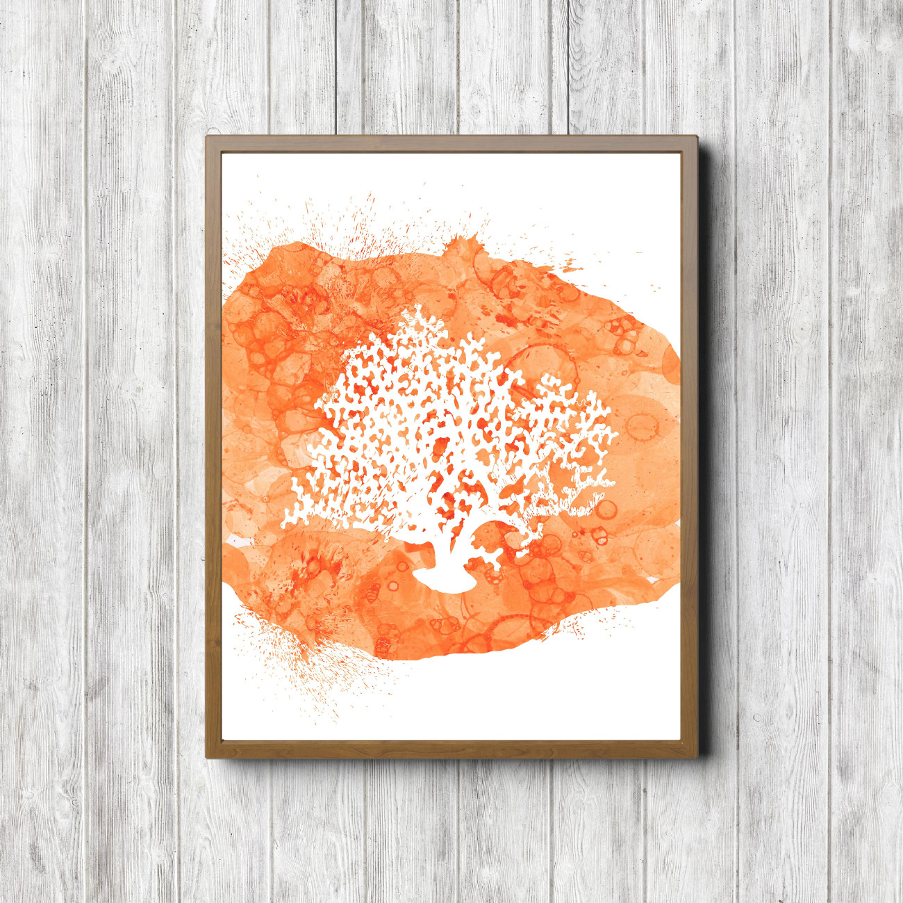 Orange Watercolor Coral Printable