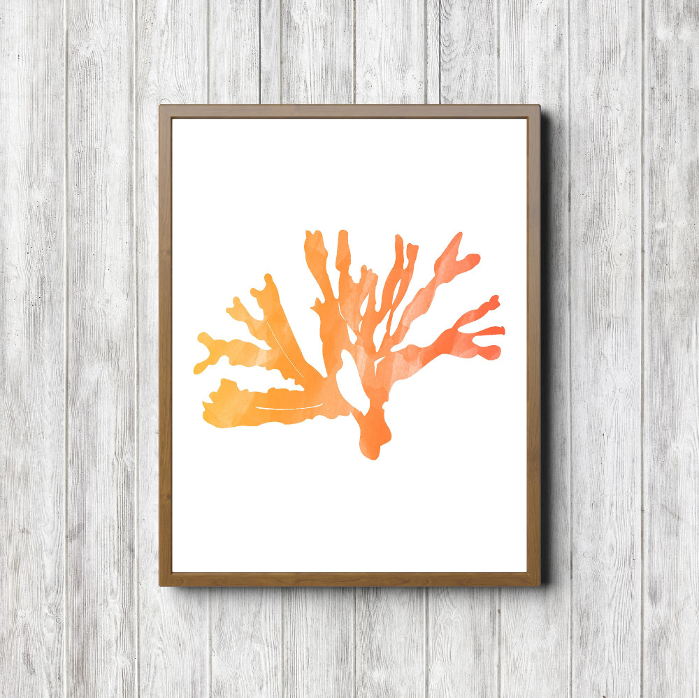 Orange Watercolor Seaweed Printable