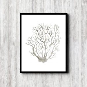 Gray Watercolor Seaweed Printable