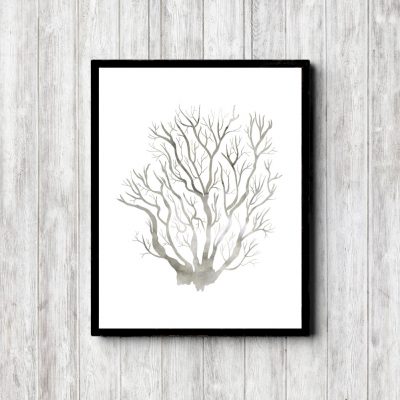 Gray Watercolor Seaweed Printable