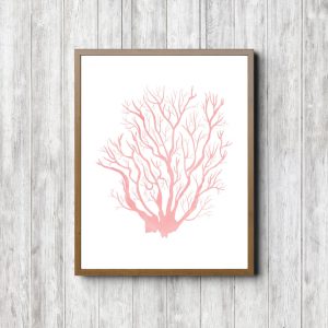 Seaweed Blush Pink Watercolor Printable