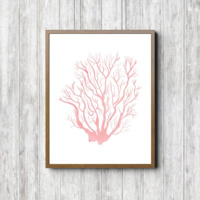 Seaweed Blush Pink Watercolor Printable