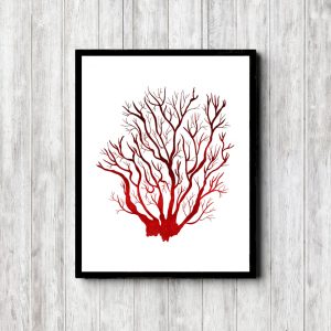 Sea Coral Red Watercolor Printable