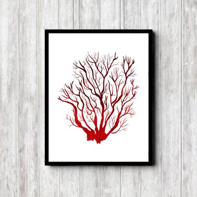 Sea Coral Red Watercolor Printable