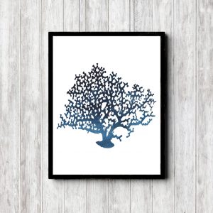 Dark Blue Watercolor Coral Printable