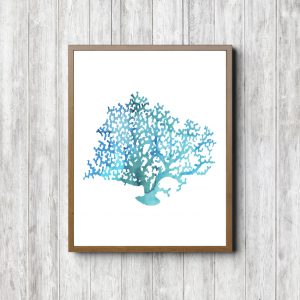 Turquoise Watercolor Sea Weed Printable
