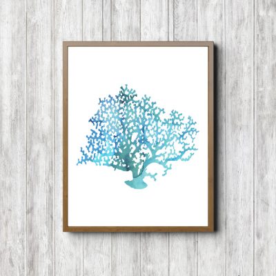 Turquoise Watercolor Sea Weed Printable
